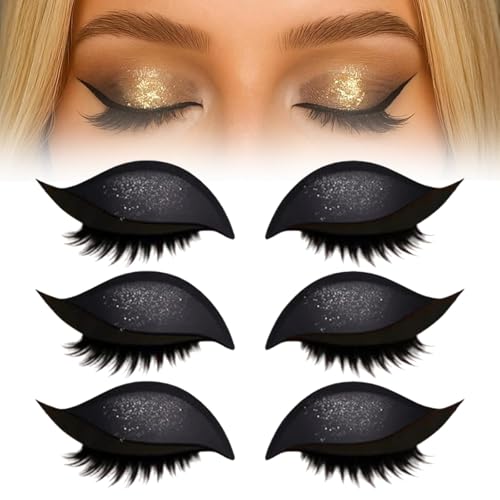 Lazy Eye Shadow Eyelash Patch, wiederverwendbarer 3D-Aufkleber-Lidschatten, reparierender Lidschatten-Wimpern-Make-up-Aufkleber, Lazy Makeups Tool für alle Augenformen (Schwarz) von Generisch