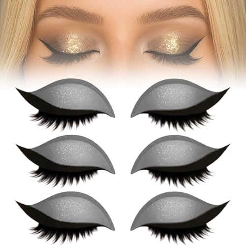 Lazy Eye Shadow Eyelash Patch, wiederverwendbarer 3D-Aufkleber-Lidschatten, reparierender Lidschatten-Wimpern-Make-up-Aufkleber, Lazy Makeups Tool für alle Augenformen (Silber) von Generisch