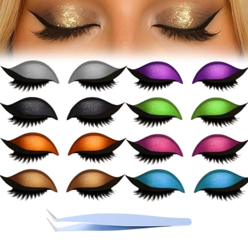 Lazy Eye Shadow Eyelash Patch,2-In-1 Reusable Eye Makeup Stickers With False Lashes & Eyeshadow,Makeups Stencils Sticker for All EyeShapes (All) von Generisch