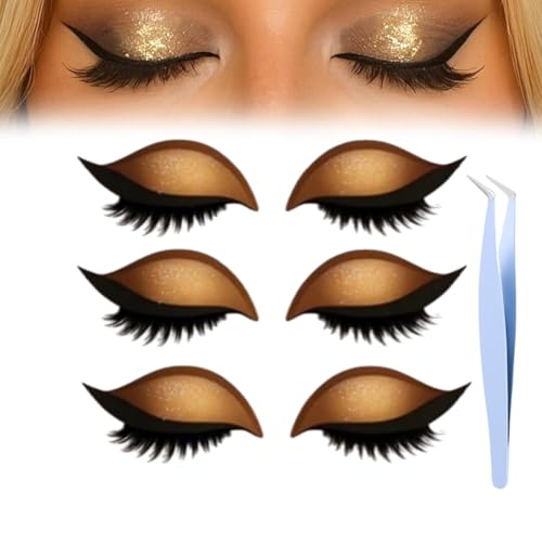 Lazy Eye Shadow Eyelash Patch,2-In-1 Reusable Eye Makeup Stickers With False Lashes & Eyeshadow,Makeups Stencils Sticker for All EyeShapes (Gold) von Generisch