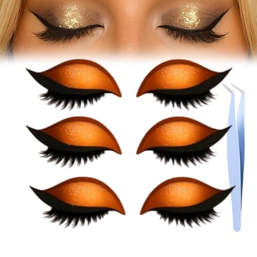 Lazy Eye Shadow Eyelash Patch,2-In-1 Reusable Eye Makeup Stickers With False Lashes & Eyeshadow,Makeups Stencils Sticker for All EyeShapes (Orange) von Generisch