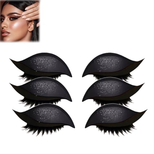 Lazy Eye Shadow Eyelash Patch,Lazy Eyelash Stickers,2-in-1 Reusable Ey𝐞 Makeup Sticker𝐬 with False Lashes & Shadow, Kein Kleber Nötig for All Eye Shapes (BK, 3PC) von Generisch
