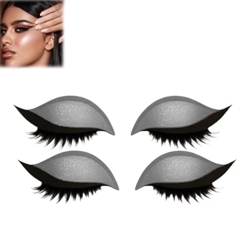 Lazy Eye Shadow Eyelash Patch,Lazy Eyelash Stickers,2-in-1 Reusable Ey𝐞 Makeup Sticker𝐬 with False Lashes & Shadow, Kein Kleber Nötig for All Eye Shapes (GY, 2PC) von Generisch