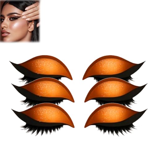 Lazy Eye Shadow Eyelash Patch,Lazy Eyelash Stickers,2-in-1 Reusable Ey𝐞 Makeup Sticker𝐬 with False Lashes & Shadow, Kein Kleber Nötig for All Eye Shapes (OR, 3PC) von Generisch