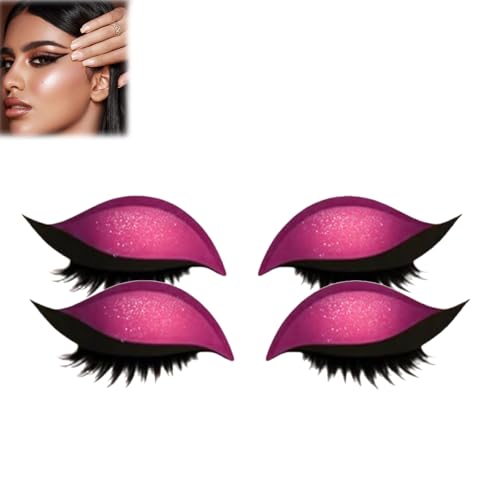 Lazy Eye Shadow Eyelash Patch,Lazy Eyelash Stickers,2-in-1 Reusable Ey𝐞 Makeup Sticker𝐬 with False Lashes & Shadow, Kein Kleber Nötig for All Eye Shapes (RD, 2PC) von Generisch