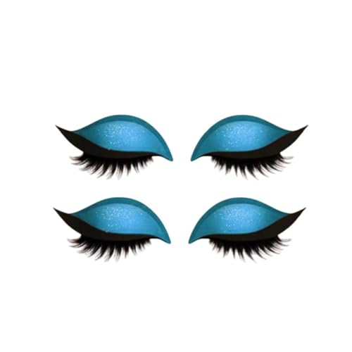 Lazy Eye Shadow Eyelash Patch,Lazy Eyelash Stickers,Lidschatten-Wimpern-Make-up-Aufkleber,2-in-1 Reusable Ey𝐞 Makeup Sticker𝐬 with False Lashes & Shadow, für alle Augenformen (Blau, 2 Pair) von Generisch