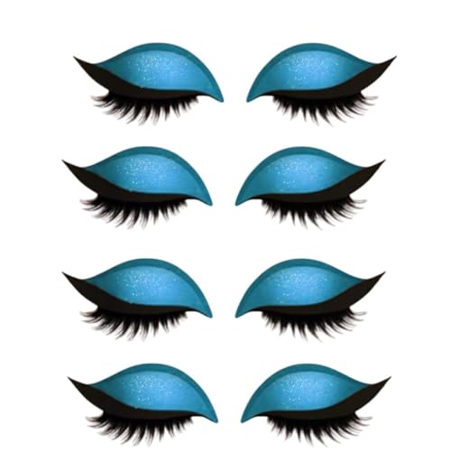 Lazy Eye Shadow Eyelash Patch,Lazy Eyelash Stickers,Lidschatten-Wimpern-Make-up-Aufkleber,2-in-1 Reusable Ey𝐞 Makeup Sticker𝐬 with False Lashes & Shadow, für alle Augenformen (Blau, 4 Pair) von Generisch