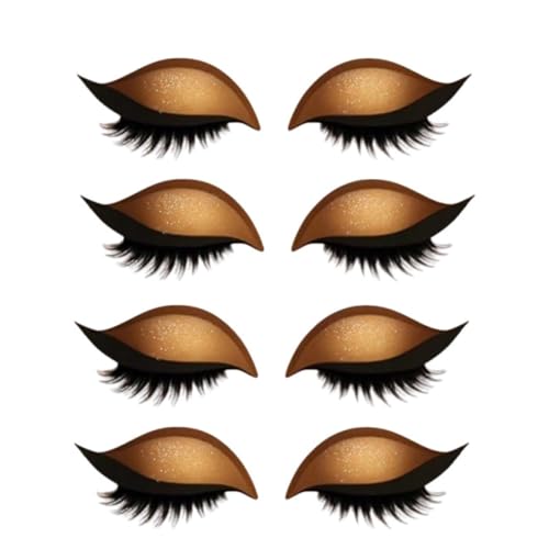 Lazy Eye Shadow Eyelash Patch,Lazy Eyelash Stickers,Lidschatten-Wimpern-Make-up-Aufkleber,2-in-1 Reusable Ey𝐞 Makeup Sticker𝐬 with False Lashes & Shadow, für alle Augenformen (Brown, 4 Pair) von Generisch