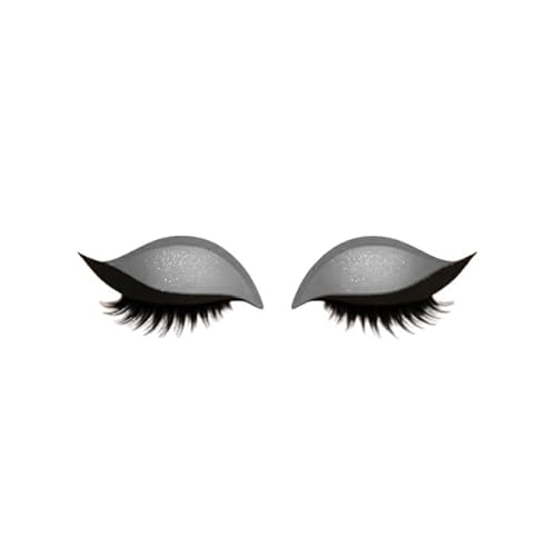 Lazy Eye Shadow Eyelash Patch,Lazy Eyelash Stickers,Lidschatten-Wimpern-Make-up-Aufkleber,2-in-1 Reusable Ey𝐞 Makeup Sticker𝐬 with False Lashes & Shadow, für alle Augenformen (Grau, 1 Pair) von Generisch