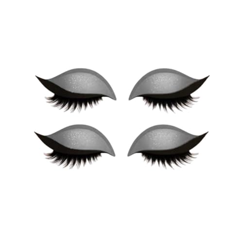 Lazy Eye Shadow Eyelash Patch,Lazy Eyelash Stickers,Lidschatten-Wimpern-Make-up-Aufkleber,2-in-1 Reusable Ey𝐞 Makeup Sticker𝐬 with False Lashes & Shadow, für alle Augenformen (Grau, 2 Pair) von Generisch