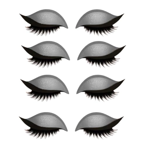 Lazy Eye Shadow Eyelash Patch,Lazy Eyelash Stickers,Lidschatten-Wimpern-Make-up-Aufkleber,2-in-1 Reusable Ey𝐞 Makeup Sticker𝐬 with False Lashes & Shadow, für alle Augenformen (Grau, 4 Pair) von Generisch