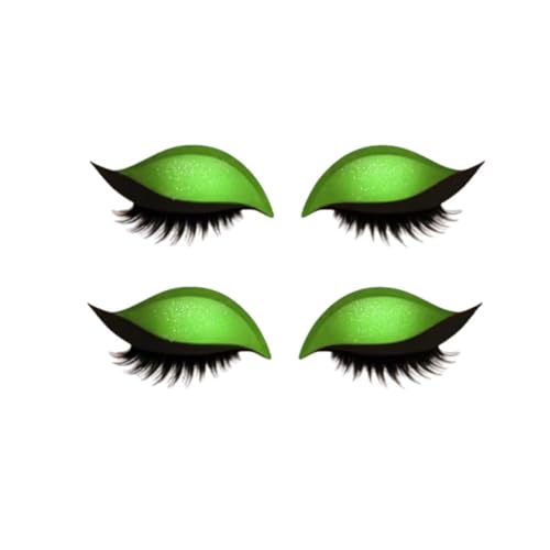 Lazy Eye Shadow Eyelash Patch,Lazy Eyelash Stickers,Lidschatten-Wimpern-Make-up-Aufkleber,2-in-1 Reusable Ey𝐞 Makeup Sticker𝐬 with False Lashes & Shadow, für alle Augenformen (Grün, 2 Pair) von Generisch