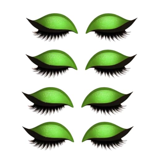 Lazy Eye Shadow Eyelash Patch,Lazy Eyelash Stickers,Lidschatten-Wimpern-Make-up-Aufkleber,2-in-1 Reusable Ey𝐞 Makeup Sticker𝐬 with False Lashes & Shadow, für alle Augenformen (Grün, 4 Pair) von Generisch