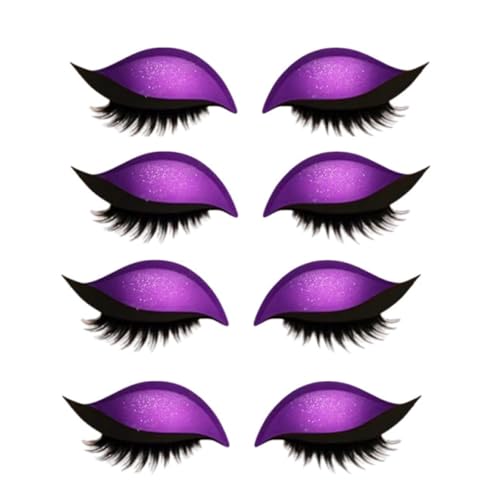 Lazy Eye Shadow Eyelash Patch,Lazy Eyelash Stickers,Lidschatten-Wimpern-Make-up-Aufkleber,2-in-1 Reusable Ey𝐞 Makeup Sticker𝐬 with False Lashes & Shadow, für alle Augenformen (Lila, 4 Pair) von Generisch