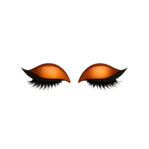 Lazy Eye Shadow Eyelash Patch,Lazy Eyelash Stickers,Lidschatten-Wimpern-Make-up-Aufkleber,2-in-1 Reusable Ey𝐞 Makeup Sticker𝐬 with False Lashes & Shadow, für alle Augenformen (Orange, 1 Pair) von Generisch