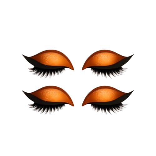 Lazy Eye Shadow Eyelash Patch,Lazy Eyelash Stickers,Lidschatten-Wimpern-Make-up-Aufkleber,2-in-1 Reusable Ey𝐞 Makeup Sticker𝐬 with False Lashes & Shadow, für alle Augenformen (Orange, 2 Pair) von Generisch