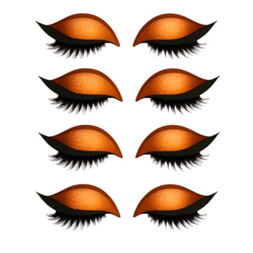 Lazy Eye Shadow Eyelash Patch,Lazy Eyelash Stickers,Lidschatten-Wimpern-Make-up-Aufkleber,2-in-1 Reusable Ey𝐞 Makeup Sticker𝐬 with False Lashes & Shadow, für alle Augenformen (Orange, 4 Pair) von Generisch