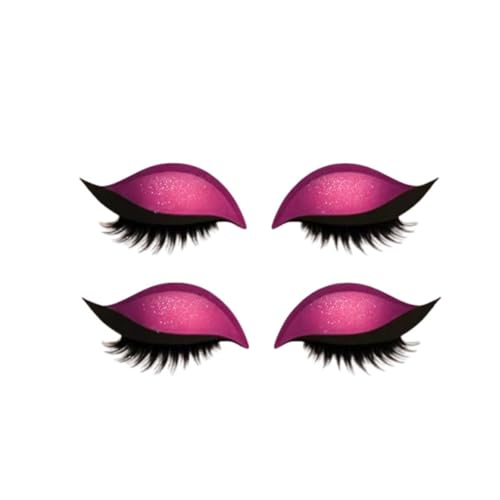 Lazy Eye Shadow Eyelash Patch,Lazy Eyelash Stickers,Lidschatten-Wimpern-Make-up-Aufkleber,2-in-1 Reusable Ey𝐞 Makeup Sticker𝐬 with False Lashes & Shadow, für alle Augenformen (Rot, 2 Pair) von Generisch