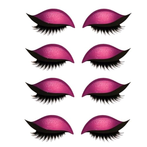 Lazy Eye Shadow Eyelash Patch,Lazy Eyelash Stickers,Lidschatten-Wimpern-Make-up-Aufkleber,2-in-1 Reusable Ey𝐞 Makeup Sticker𝐬 with False Lashes & Shadow, für alle Augenformen (Rot, 4 Pair) von Generisch