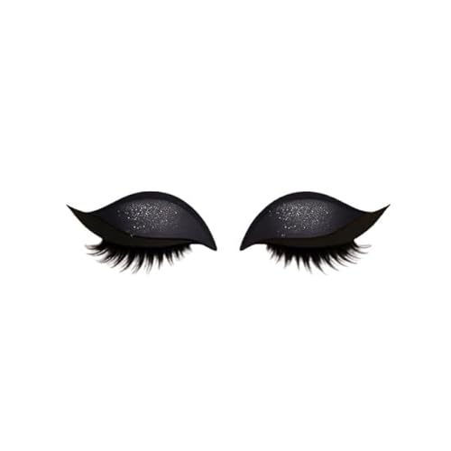 Lazy Eye Shadow Eyelash Patch,Lazy Eyelash Stickers,Lidschatten-Wimpern-Make-up-Aufkleber,2-in-1 Reusable Ey𝐞 Makeup Sticker𝐬 with False Lashes & Shadow, für alle Augenformen (Schwarz, 1 Pair) von Generisch