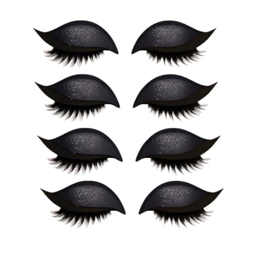 Lazy Eye Shadow Eyelash Patch,Lazy Eyelash Stickers,Lidschatten-Wimpern-Make-up-Aufkleber,2-in-1 Reusable Ey𝐞 Makeup Sticker𝐬 with False Lashes & Shadow, für alle Augenformen (Schwarz, 4 Pair) von Generisch
