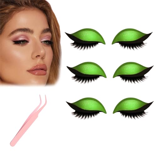 Lazy Eye Shadow Eyelash Patch - Natural Eyeshadow Eyelashes Makeup Stickers, Reusable Eyeshadow and Lash Sticker for All Eyeshapes (Green) von Generisch