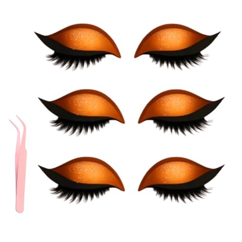 Lazy Eye Shadow Eyelash Patch - Natural Eyeshadow Eyelashes Makeup Stickers, Reusable Eyeshadow and Lash Sticker for All Eyeshapes (Orange) von Generisch