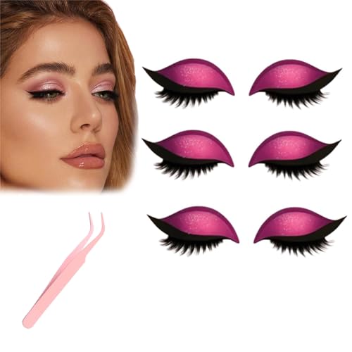 Lazy Eye Shadow Eyelash Patch - Natural Eyeshadow Eyelashes Makeup Stickers, Reusable Eyeshadow and Lash Sticker for All Eyeshapes (Pink) von Generisch