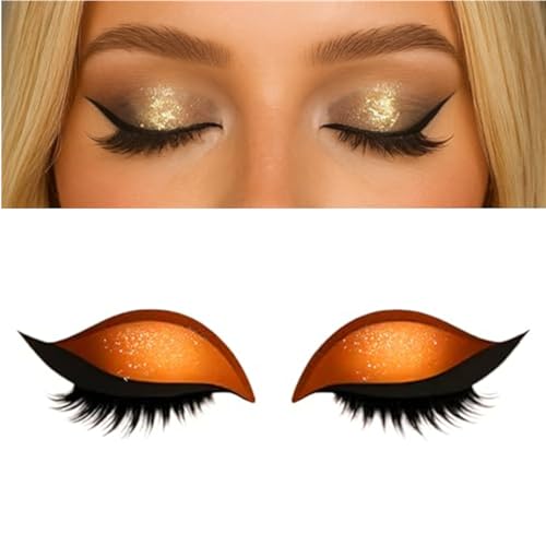 Lazy Eye Shadow Wimpern-Patch, 2-in-1 wiederverwendbare Lidschatten- und Wimpern-Make-up-Sticker, Make-up-Schablonen-Sticker für alle Augenformen (Orange) von Generisch
