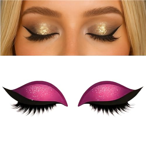 Lazy Eye Shadow Wimpern-Patch, 2-in-1 wiederverwendbare Lidschatten- und Wimpern-Make-up-Sticker, Make-up-Schablonen-Sticker für alle Augenformen (Pink) von Generisch