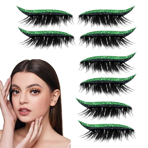 Lazy Eye Shadow Wimpern Patch | 4 Paar Lazy Lidschatten Wimpern Selbstklebend | Glitzer Press On Lashes Eye Patches Schminke | Ohne Kleber Eyelash Eyeshadow Aufkleber Eye Make Up for Women & Girls von Generisch