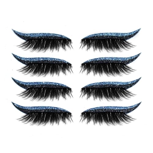 Lazy Eye Shadow Wimpernpatch 4 Paar Eye Shadow Eyelash Patch Make-up Stencils Sticker für alle Augenformen（Blue） von Generisch