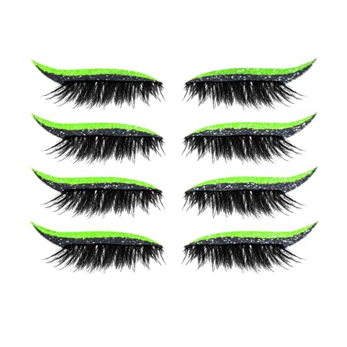 Lazy Eye Shadow Wimpernpatch 4 Paar Eye Shadow Eyelash Patch Make-up Stencils Sticker für alle Augenformen（Fluorescent Green） von Generisch