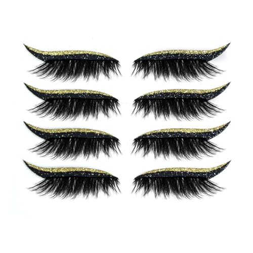 Lazy Eye Shadow Wimpernpatch 4 Paar Eye Shadow Eyelash Patch Make-up Stencils Sticker für alle Augenformen（Gold） von Generisch
