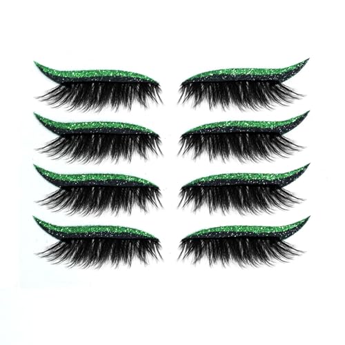 Lazy Eye Shadow Wimpernpatch 4 Paar Eye Shadow Eyelash Patch Make-up Stencils Sticker für alle Augenformen（Green） von Generisch