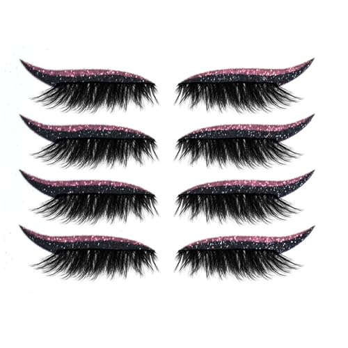 Lazy Eye Shadow Wimpernpatch 4 Paar Eye Shadow Eyelash Patch Make-up Stencils Sticker für alle Augenformen（Pink） von Generisch