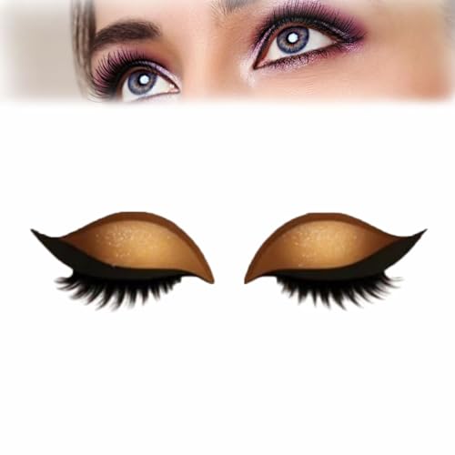 Lazy Eye Shadow Wimpernpflaster,Eyeshadow Eyelashes Makeup Stickers,2-in-1 Wiederverwendbare Augen-Make-up-Aufkleber,Wasserfeste Lazy Eye Shadow Wimpernpatch,Einfach Aufzutragender (Gold) von Generisch