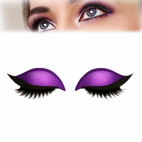 Lazy Eye Shadow Wimpernpflaster,Eyeshadow Eyelashes Makeup Stickers,2-in-1 Wiederverwendbare Augen-Make-up-Aufkleber,Wasserfeste Lazy Eye Shadow Wimpernpatch,Einfach Aufzutragender (Lila) von Generisch