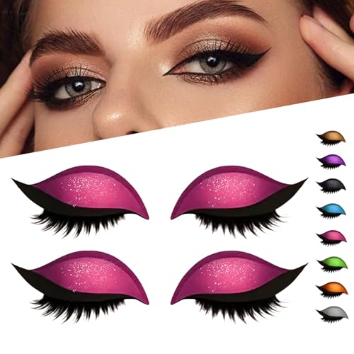 Lazy Eyeshadow Eyelash Patch, Lazy Eye Shadow Eyelash Stickers for Eyes, Eyeshadow and Lash Sticker, 2-In-1 Reusable Eye Makeup Stickers with False Lashes & Shadow, 2 Pairs (Pink) von Generisch