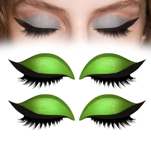 Lazy Eyeshadow Eyelash Patch, Lidschatten und Lash Aufkleber für alle Augenformen, Lidschatten Lash Sticker 2 in 1 Wiederverwendbare Augen Make-up Aufkleber mit Falsche Wimpern & Schatten (Grün) von Generisch