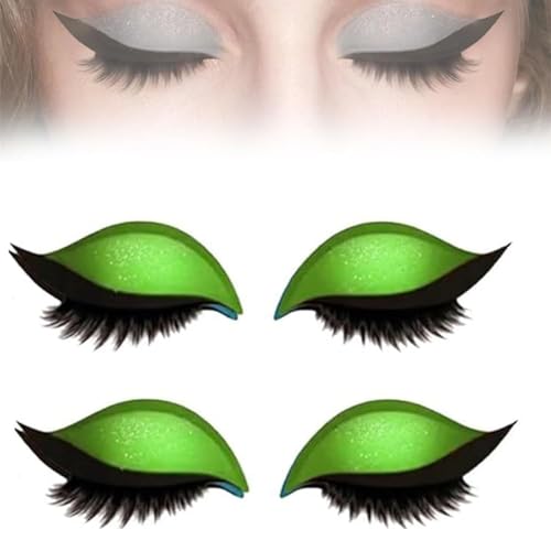 Lazy Lid Shadow Eyelash Patch, 2-in-1 wiederverwendbares Lidschatten- und Wimpern-Make-up-Aufkleber, Shadow & Eyeliner, 3D Electric-Eye-Make-ups für alle Lidsschäule (Grün) von Generisch