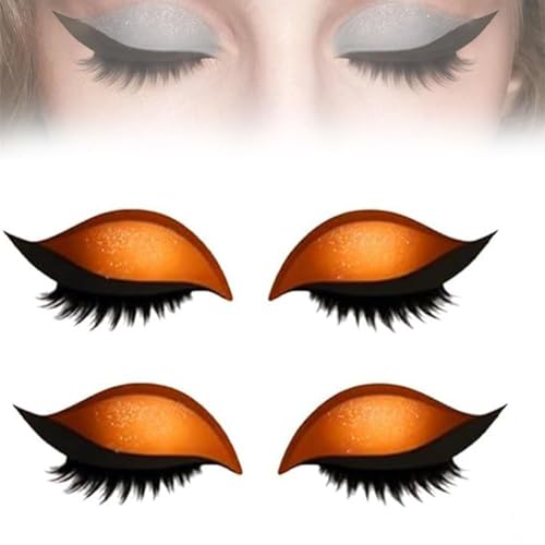 Lazy Lid Shadow Eyelash Patch, 2-in-1 wiederverwendbares Lidschatten- und Wimpern-Make-up-Aufkleber, Shadow & Eyeliner, 3D Electric-Eye-Make-ups für alle Lidsschäule (Orange) von Generisch