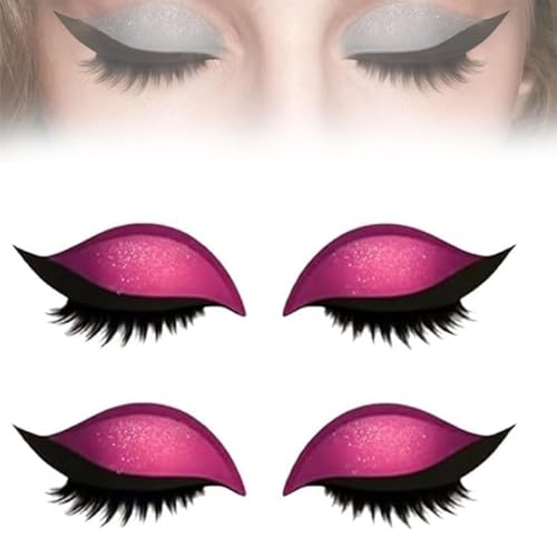 Lazy Lid Shadow Eyelash Patch, 2-in-1 wiederverwendbares Lidschatten- und Wimpern-Make-up-Aufkleber, Shadow & Eyeliner, 3D Electric-Eye-Make-ups für alle Lidsschäule (Rosa) von Generisch