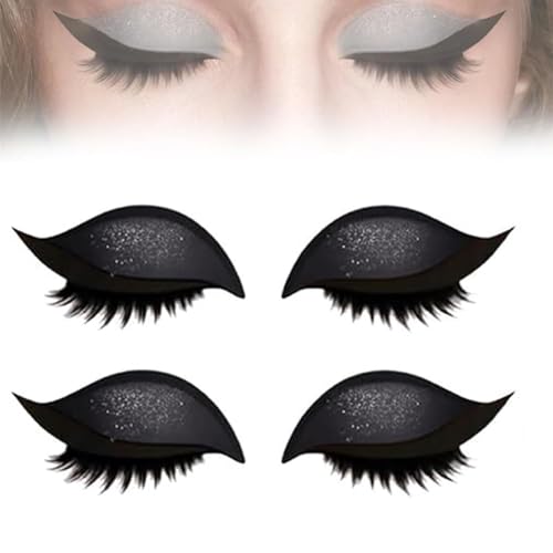 Lazy Lid Shadow Eyelash Patch, 2-in-1 wiederverwendbares Lidschatten- und Wimpern-Make-up-Aufkleber, Shadow & Eyeliner, 3D Electric-Eye-Make-ups für alle Lidsschäule (Schwarz) von Generisch