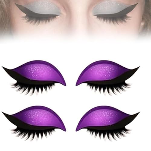 Lazy Lid Shadow Eyelash Patch, 2-in-1 wiederverwendbares Lidschatten- und Wimpern-Make-up-Aufkleber, Shadow & Eyeliner, 3D Electric-Eye-Make-ups für alle Lidsschäule (lila) von Generisch