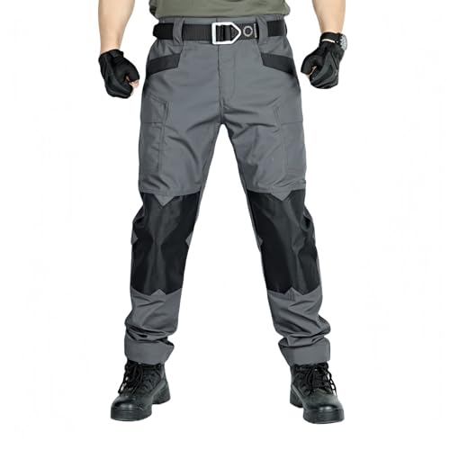 LeSpartan Taktische Hose Le Spartan Motorradhose für Herren, leicht, wasserabweisend, Ripstop-Cargohose, schnelltrocknende Wanderhose, grau, M von Generisch