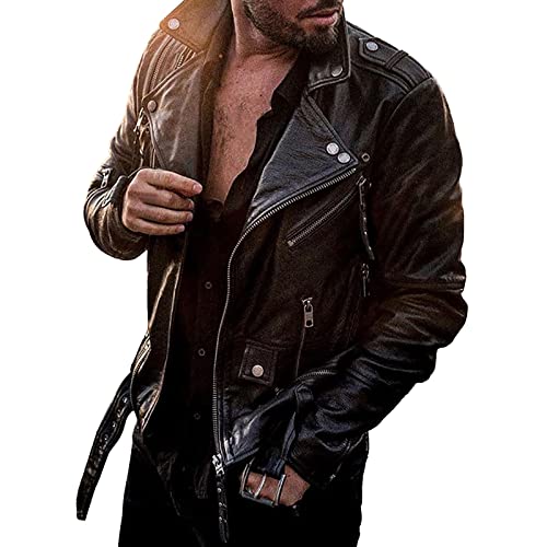 Leather Herren Schwarz Echt Weich Echtes Leder Klassischer Kragen Jacket Leicht Motorrad Lederjacke Herren Lederjacke Herren schwarz weiß wasserdichte übergangsjacke Herren von Generisch