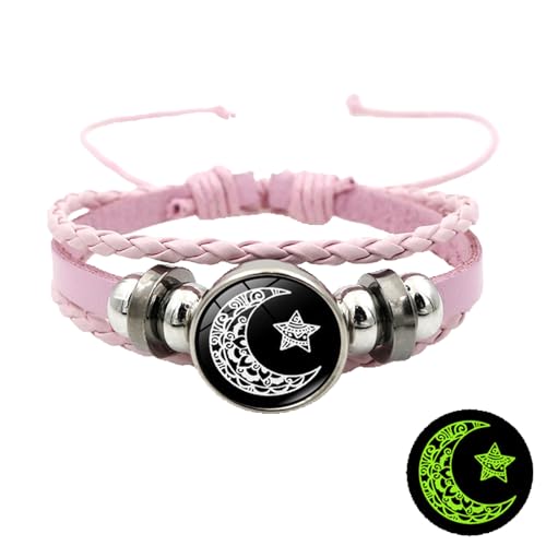 Lebens Armband Für Luminous Couple Bracelets Sun And Moon Adjustable Braided Bracelets The Luminous Stone Stores The Light Energy Under The Irradiation Of Black Digitale Herren (F, One Size) von Generisch