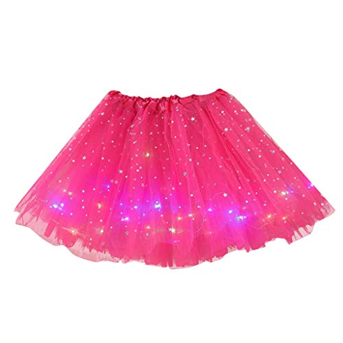 Led Rock Damen Tüllrock Damen 50er Karneval Kostüm Tütü Rock Kurz Ballett Petticoat Unterrock Tütü Crinoline Minirock Reifrock Unterrock Kleid Tüll Underskirt von Generisch