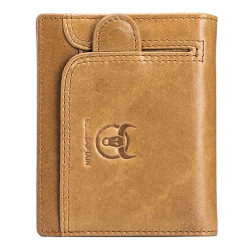 Leder Geldbörse Herren mit RFID Schutz Echtleder Geldbeutel für Männer Portmonee Herren Bifold Slim Vintage Geldbörse mit 14 Kartenschlitz Brieftasche Kreditkartenetui (Gelb) von Generisch